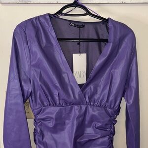 Zara Lavender V-Neck Dress